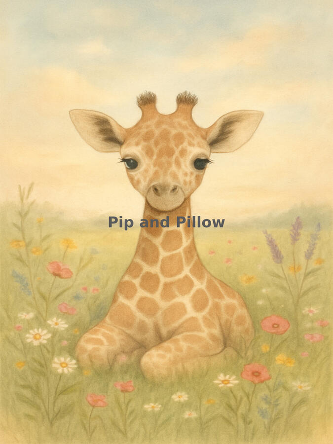 Giraffe in the Wildflower Meadow